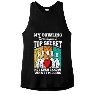 My Bowling Technique Is Top Secret Funny Bowling Bowler Ladies PosiCharge Tri-Blend Wicking Tank