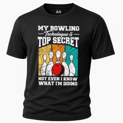My Bowling Technique Is Top Secret Funny Bowling Bowler Performance Shirt