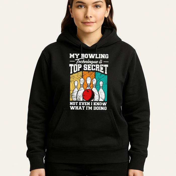 My Bowling Technique Is Top Secret Funny Bowling Bowler Hoodie