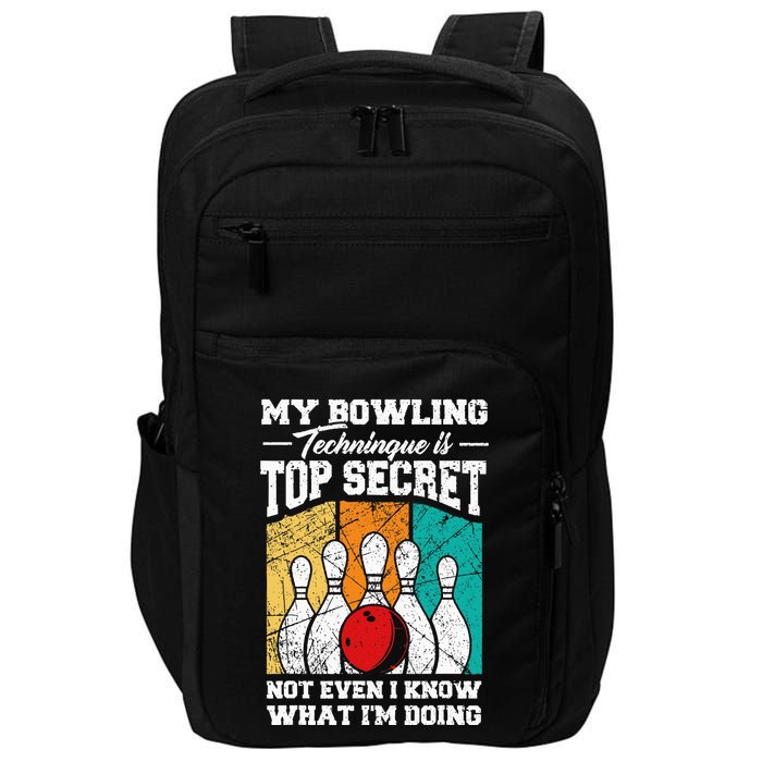 My Bowling Technique Is Top Secret Funny Bowling Bowler Impact Tech Backpack