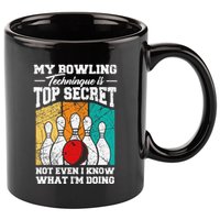 My Bowling Technique Is Top Secret Funny Bowling Bowler 11oz C Handle Ceramic Mug