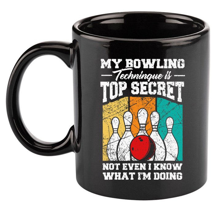 My Bowling Technique Is Top Secret Funny Bowling Bowler 11oz C Handle Ceramic Mug