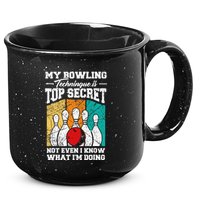 My Bowling Technique Is Top Secret Funny Bowling Bowler 15oz Campfire Ceramic Mug