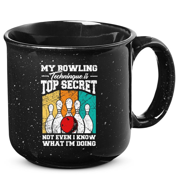 My Bowling Technique Is Top Secret Funny Bowling Bowler 15oz Campfire Ceramic Mug