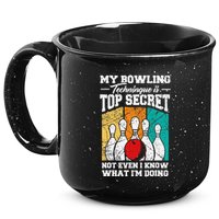 My Bowling Technique Is Top Secret Funny Bowling Bowler 15oz Campfire Ceramic Mug