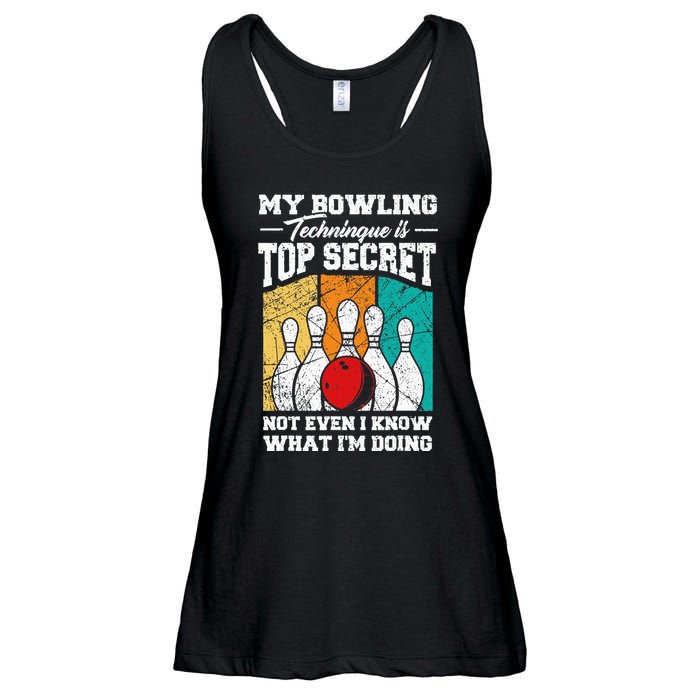 My Bowling Technique Is Top Secret Funny Bowling Bowler Ladies Essential Flowy Tank