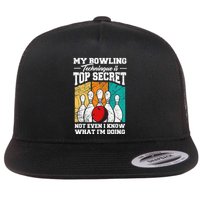 My Bowling Technique Is Top Secret Funny Bowling Bowler Flatbill Hat