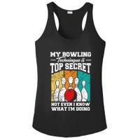 My Bowling Technique Is Top Secret Funny Bowling Bowler Ladies PosiCharge Competitor Racerback Tank