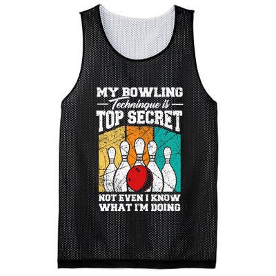 My Bowling Technique Is Top Secret Funny Bowling Bowler Mesh Reversible Basketball Jersey Tank