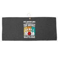 My Bowling Technique Is Top Secret Funny Bowling Bowler Large Microfiber Waffle Golf Towel