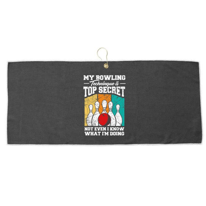 My Bowling Technique Is Top Secret Funny Bowling Bowler Large Microfiber Waffle Golf Towel