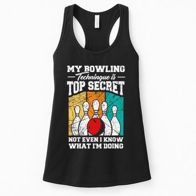 My Bowling Technique Is Top Secret Funny Bowling Bowler Womens Tank Top