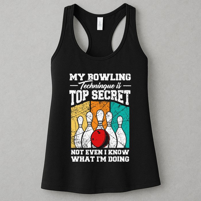 My Bowling Technique Is Top Secret Funny Bowling Bowler Womens Tank Top