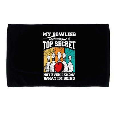 My Bowling Technique Is Top Secret Funny Bowling Bowler Microfiber Hand Towel