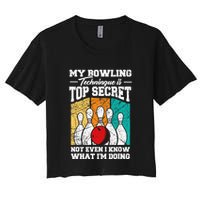My Bowling Technique Is Top Secret Funny Bowling Bowler Crop Top