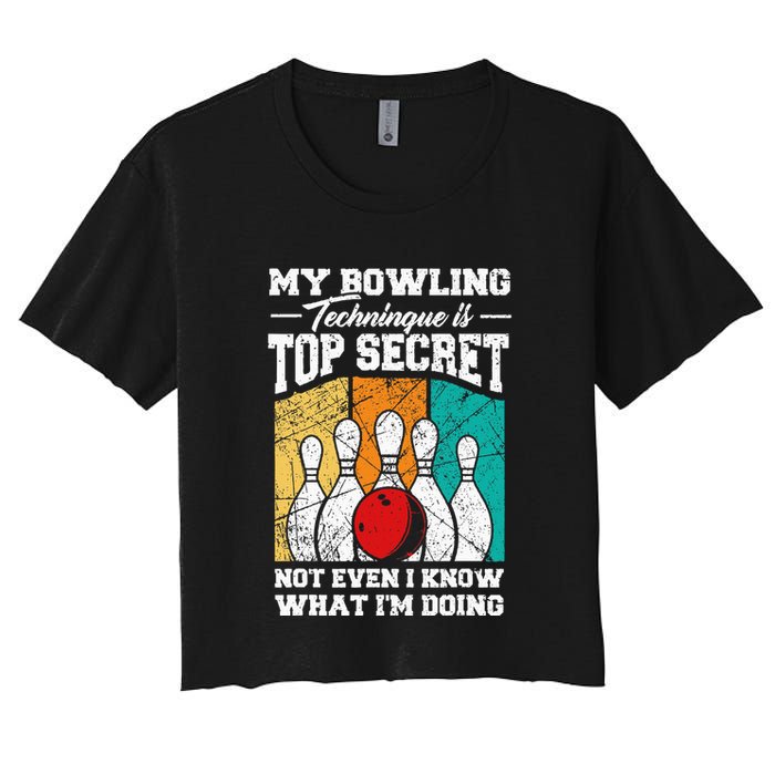 My Bowling Technique Is Top Secret Funny Bowling Bowler Crop Top