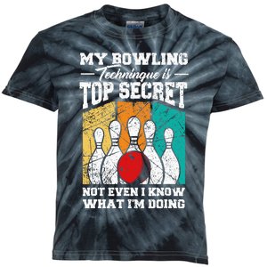 My Bowling Technique Is Top Secret Funny Bowling Bowler Kids Tie-Dye T-Shirt