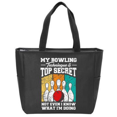 My Bowling Technique Is Top Secret Funny Bowling Bowler Zip Tote Bag
