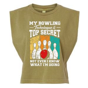 My Bowling Technique Is Top Secret Funny Bowling Bowler Garment-Dyed Women's Muscle Tee