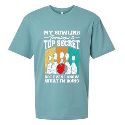 My Bowling Technique Is Top Secret Funny Bowling Bowler Sueded Cloud Jersey T-Shirt