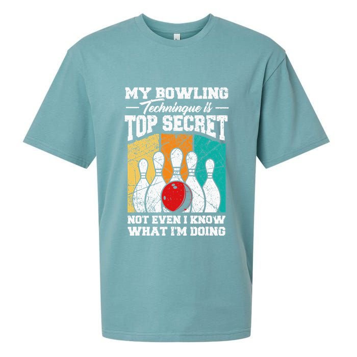 My Bowling Technique Is Top Secret Funny Bowling Bowler Sueded Cloud Jersey T-Shirt