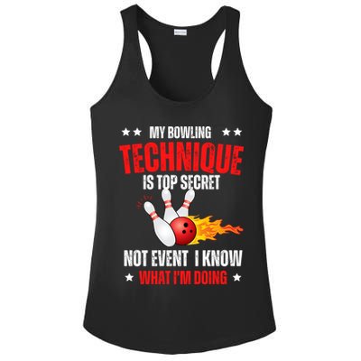 My Bowling Technique Is Top Secret Cool Bowling Design wo Ladies PosiCharge Competitor Racerback Tank