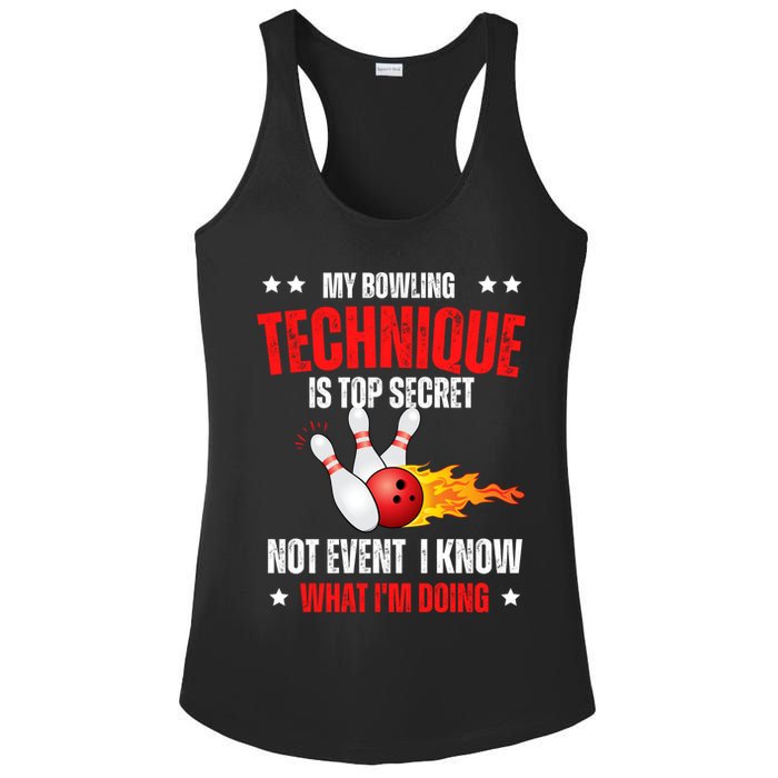 My Bowling Technique Is Top Secret Cool Bowling Design wo Ladies PosiCharge Competitor Racerback Tank