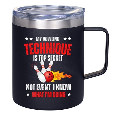My Bowling Technique Is Top Secret Cool Bowling Design wo 12oz Stainless Steel Coffee Mug