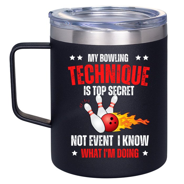 My Bowling Technique Is Top Secret Cool Bowling Design wo 12oz Stainless Steel Coffee Mug