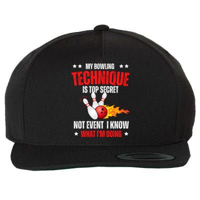 My Bowling Technique Is Top Secret Cool Bowling Design wo Wool Snapback Cap