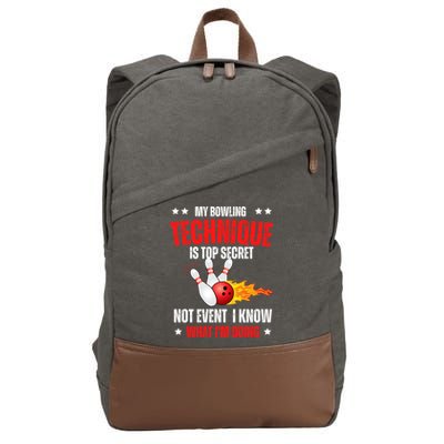 My Bowling Technique Is Top Secret Cool Bowling Design wo Cotton Canvas Backpack
