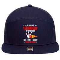 My Bowling Technique Is Top Secret Cool Bowling Design wo 7 Panel Mesh Trucker Snapback Hat