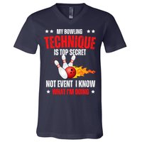 My Bowling Technique Is Top Secret Cool Bowling Design wo V-Neck T-Shirt