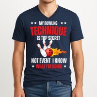 My Bowling Technique Is Top Secret Cool Bowling Design wo V-Neck T-Shirt