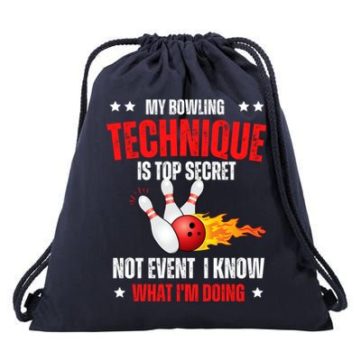 My Bowling Technique Is Top Secret Cool Bowling Design wo Drawstring Bag