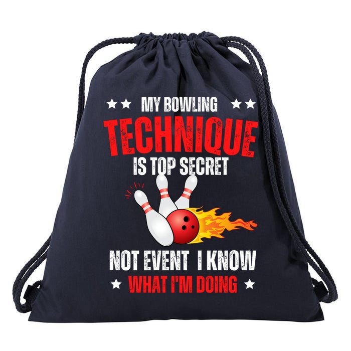 My Bowling Technique Is Top Secret Cool Bowling Design wo Drawstring Bag