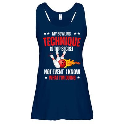 My Bowling Technique Is Top Secret Cool Bowling Design wo Ladies Essential Flowy Tank