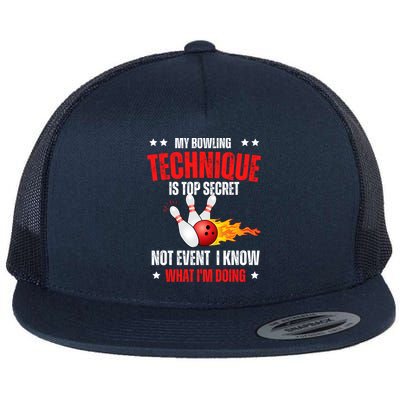 My Bowling Technique Is Top Secret Cool Bowling Design wo Flat Bill Trucker Hat