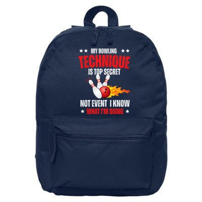 My Bowling Technique Is Top Secret Cool Bowling Design wo 16 in Basic Backpack