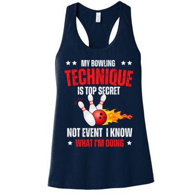 My Bowling Technique Is Top Secret Cool Bowling Design wo Womens Tank Top