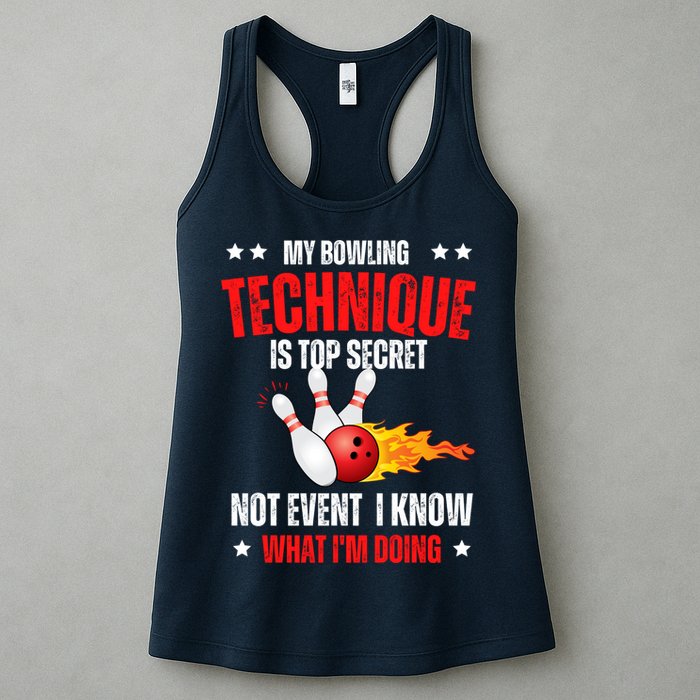 My Bowling Technique Is Top Secret Cool Bowling Design wo Womens Tank Top