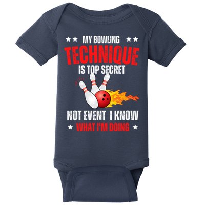 My Bowling Technique Is Top Secret Cool Bowling Design wo Baby Bodysuit
