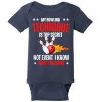 My Bowling Technique Is Top Secret Cool Bowling Design wo Baby Bodysuit