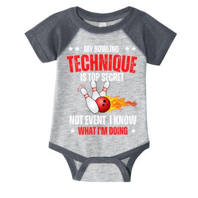 My Bowling Technique Is Top Secret Cool Bowling Design wo Infant Baby Jersey Bodysuit