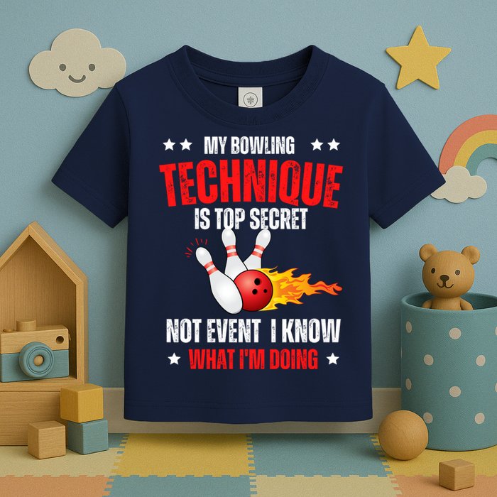 My Bowling Technique Is Top Secret Cool Bowling Design wo Toddler T-Shirt