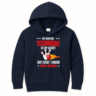 My Bowling Technique Is Top Secret Cool Bowling Design wo Kids Hoodie