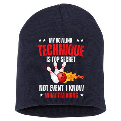 My Bowling Technique Is Top Secret Cool Bowling Design wo Short Acrylic Beanie