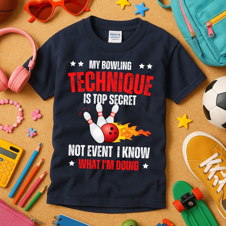 My Bowling Technique Is Top Secret Cool Bowling Design wo Kids T-Shirt