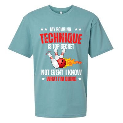 My Bowling Technique Is Top Secret Cool Bowling Design wo Sueded Cloud Jersey T-Shirt