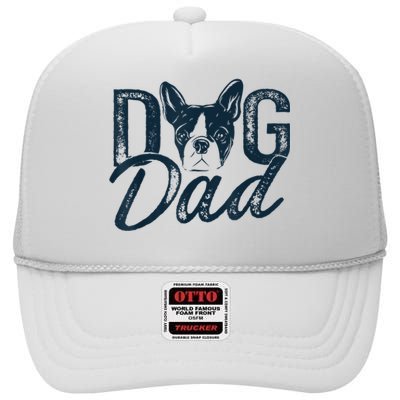 Men Boston Terrier Dog Dad High Crown Mesh Back Trucker Hat